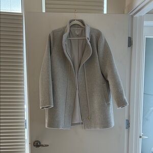 J. Crew Gray Trench Coat with Notched Lapel and Wool Blend